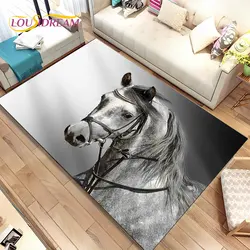 3D Animal Pentium Fine Horse Area Rug Large,Carpet Rug for Living Room Bedroom Sofa Doormat Decoration,kids Non-slip Floor Mat