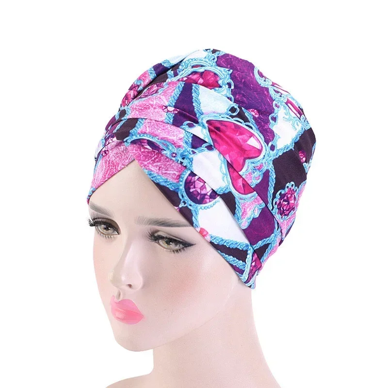 New Luxury Women African Pattern Headscarf Ladies Hair Accessories Scarf Hat Headwrap Long Tail Cap Chemo Hats Islamic Turban