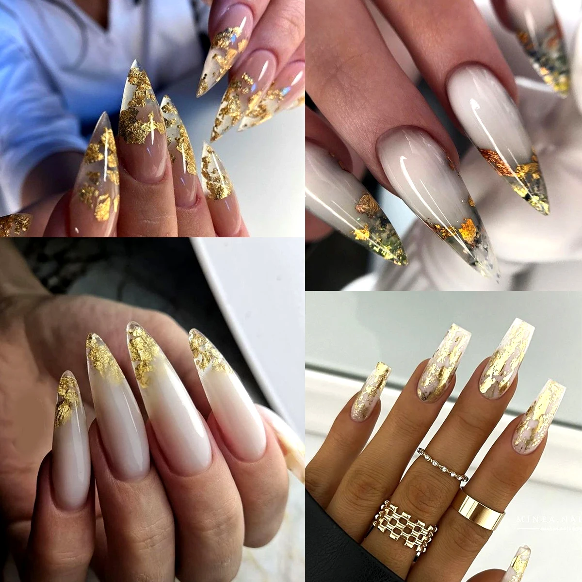 Foglia di alluminio Nail Art Paillettes Oro Argento Fiocchi Lamina irregolare Adesivo Filo Decor Fascino fai da te Paillettes Bonzer Sparkle Accessorio