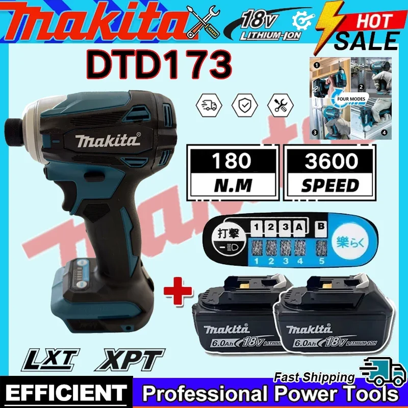 

Makita DTD173 Electric Drill Wood/Bolt/T-Mode 1800rpm Cordless Impact Driver 180Nm Brushless Motor For Makita 18V