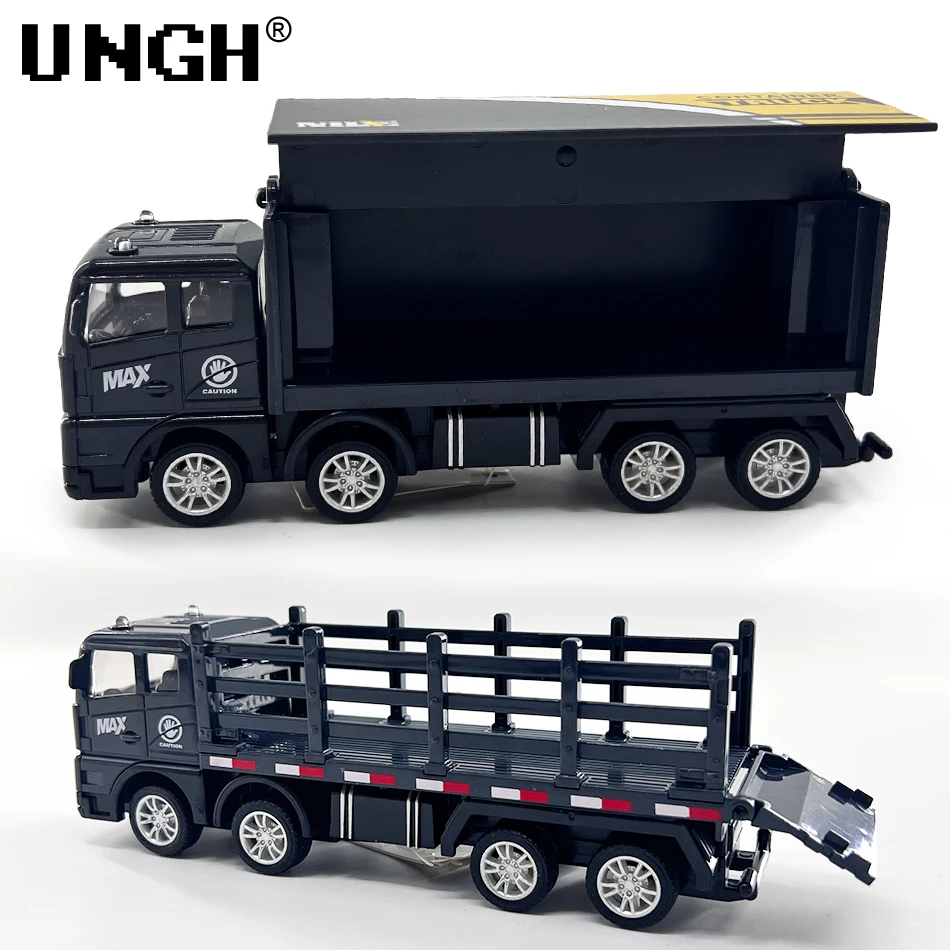 UNGH 4PCS/Set Simulation Transporter Pull Back Container Truck Freight Vehicle Children Kids Car Model Educational Toys