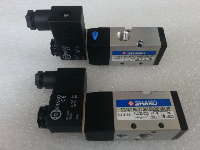 Original Authentic Taiwan Two-Position Three Way Guided Electromagnetic Valve PU322-02S AC220V DC24V AC110V AC24V