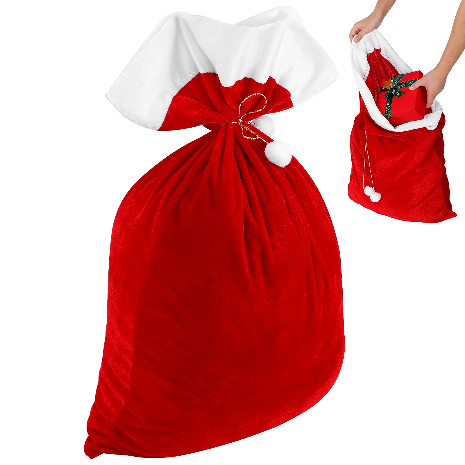 

Large Christmas Gift Bag Present Soft Velvet Pouch Fabric Wrap Bags Durable Reusable Storage C y Snacks Cookies Fruits