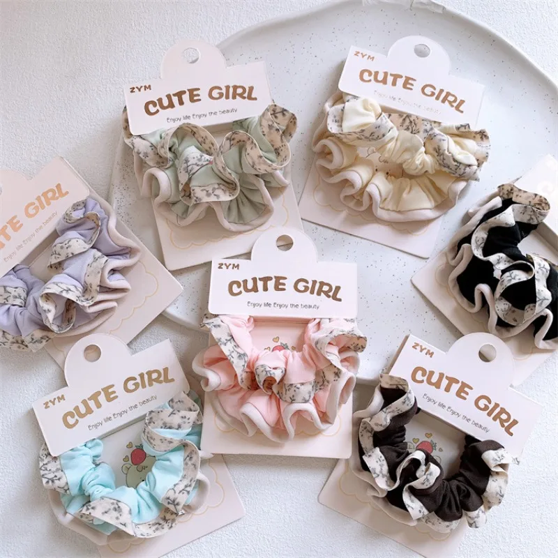 

Summer Sweet Lace Hair Ties for Girls Candy Color Floral Elastic Bands Soft Non Slip Ponytail Holders Daily Hair Accessories