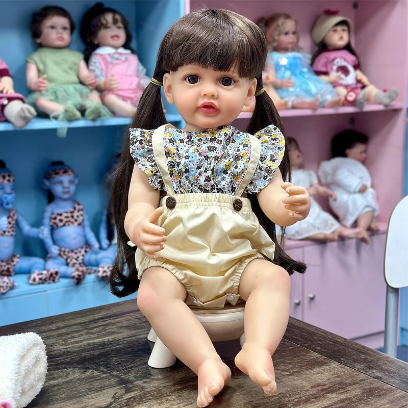 22inch Vinyl Reborn Baby Dolls with Flexible Limbs and Soft Enamel Imitation Children's Girl Toy Companion