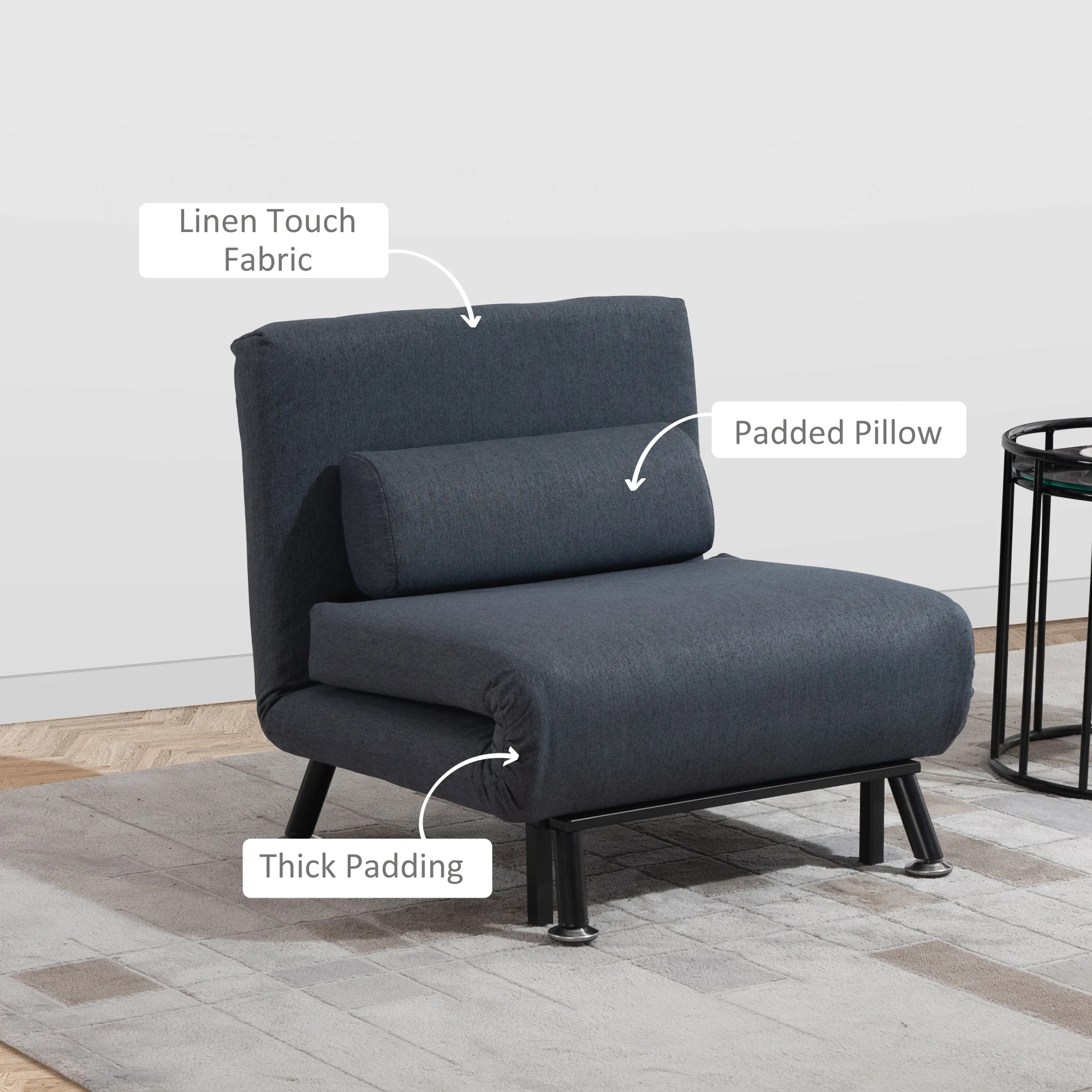 HOMCOM Folding 5 Position Convertible Sleeper Chair Sofa Bed