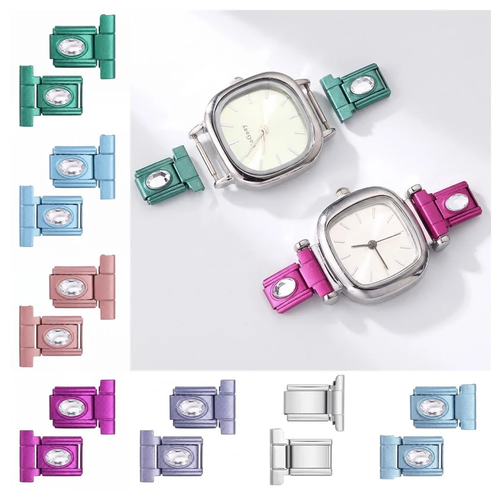 7.5/10/12/14mm Colourful Matte Strap Connector For Watch Italian Charm Links Adaptor Inlaid CZ Stainless Steel DIY Bead Bracelet