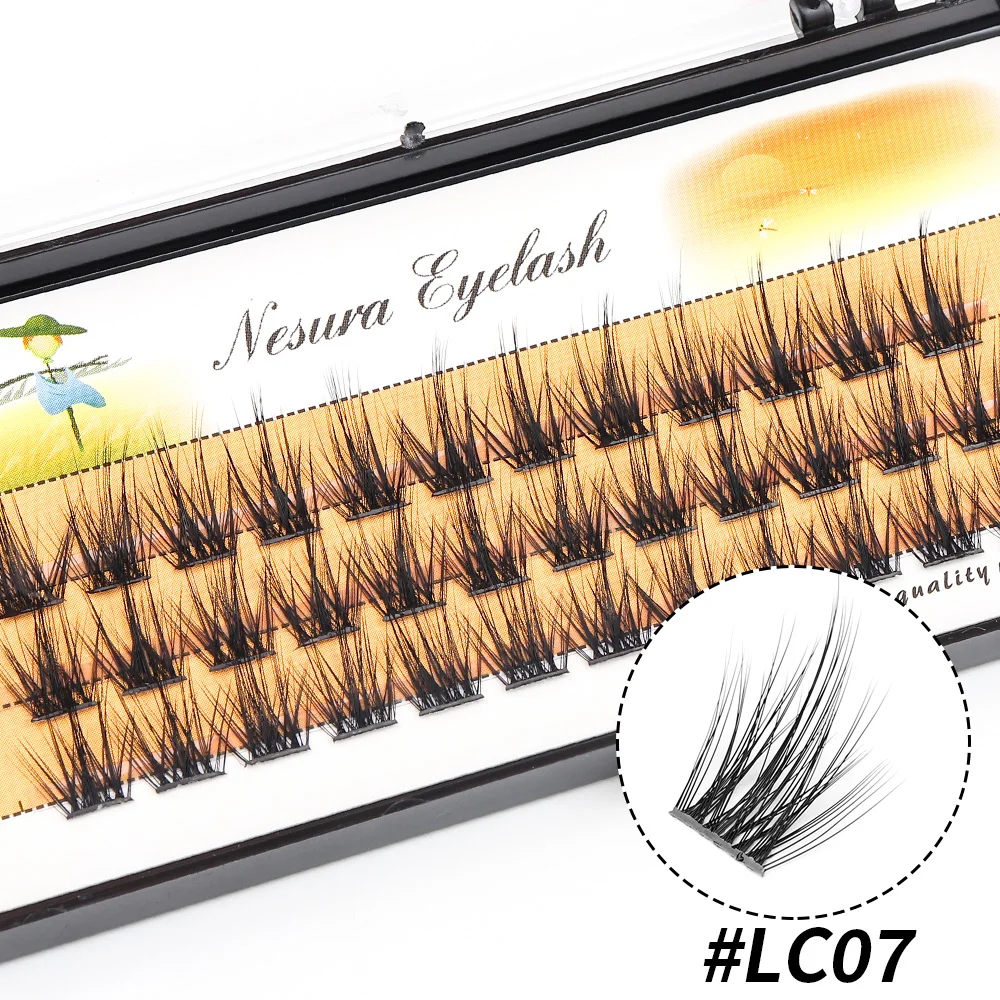 DIY Clusters Eyelash Extension, Dovetail, Segmented Lashes, 36 Volume, 3D Fluffy, Natural, Individual Bundles, LC02-7