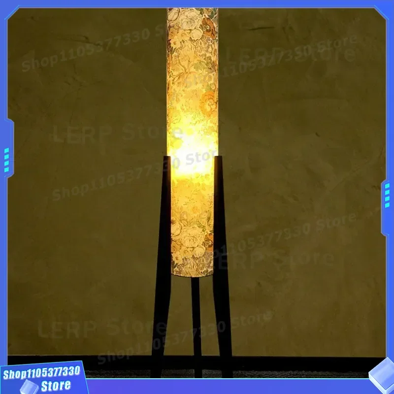 Solid Wood Floor Lamp with Imported Liberty Fabric Shade Modern Atmosphere Lighting for Living Room Bedroom Home Decor Gift