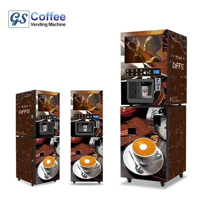 LCD Vending Coffee Machine, Money Making Machine com máquina de café, Coin e Bill operado