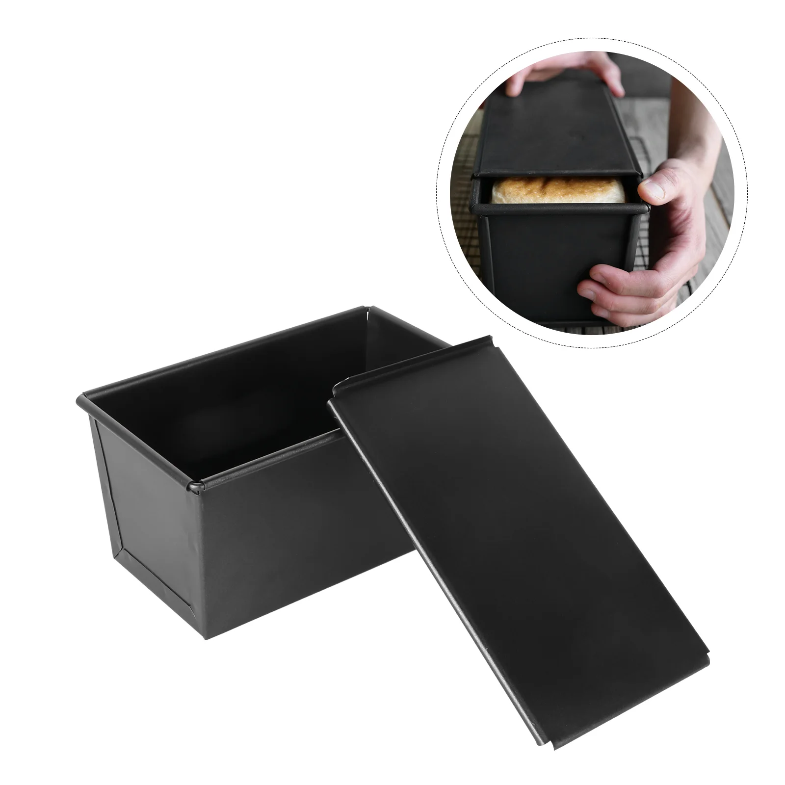 

Black Loaf Pan with Cover Bread Baking Mould Toast Bakeware for Home (250g) Bread Pan Loaf Bakeware