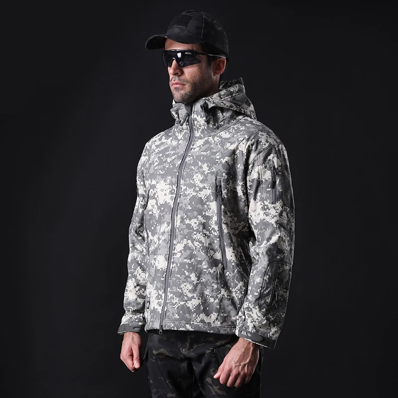 Mege Brand Clothing Autumn Men\'s Military Camouflage Fleece Jacket Army Tactical Clothing  Male Camouflage Windbreakers