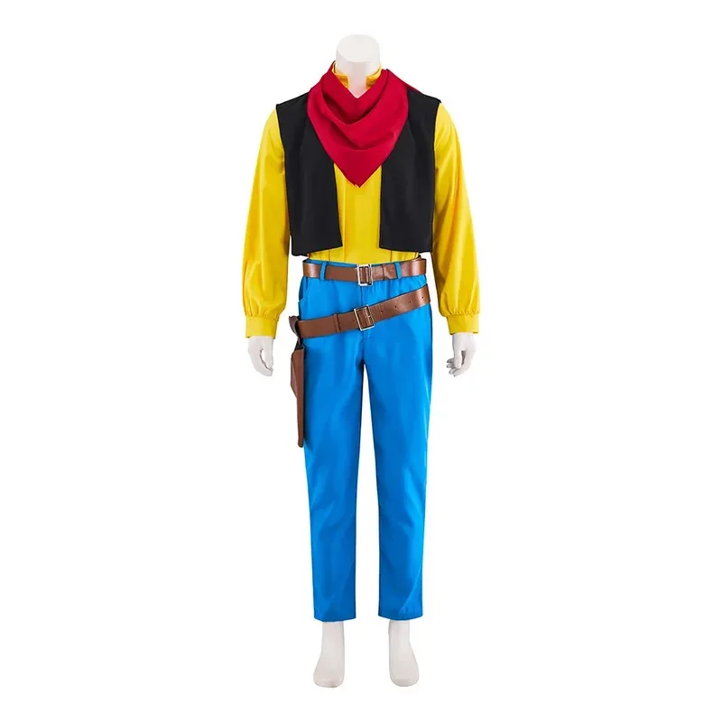 

Cowboy Cosplay Role Play Cartoon Lucky Luke Costume Disguise Adult Roleplay Male Fantasy Fancy Dress Up Party Clothes jk;6