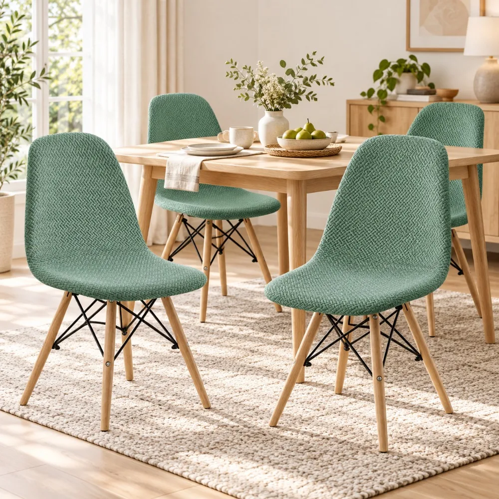 1/2/4/6pcs Jacquard Shell Chair Cover Solid Color Elastic Armless Anti dust Dining Chair Slipcover for Living Room Home Hotel