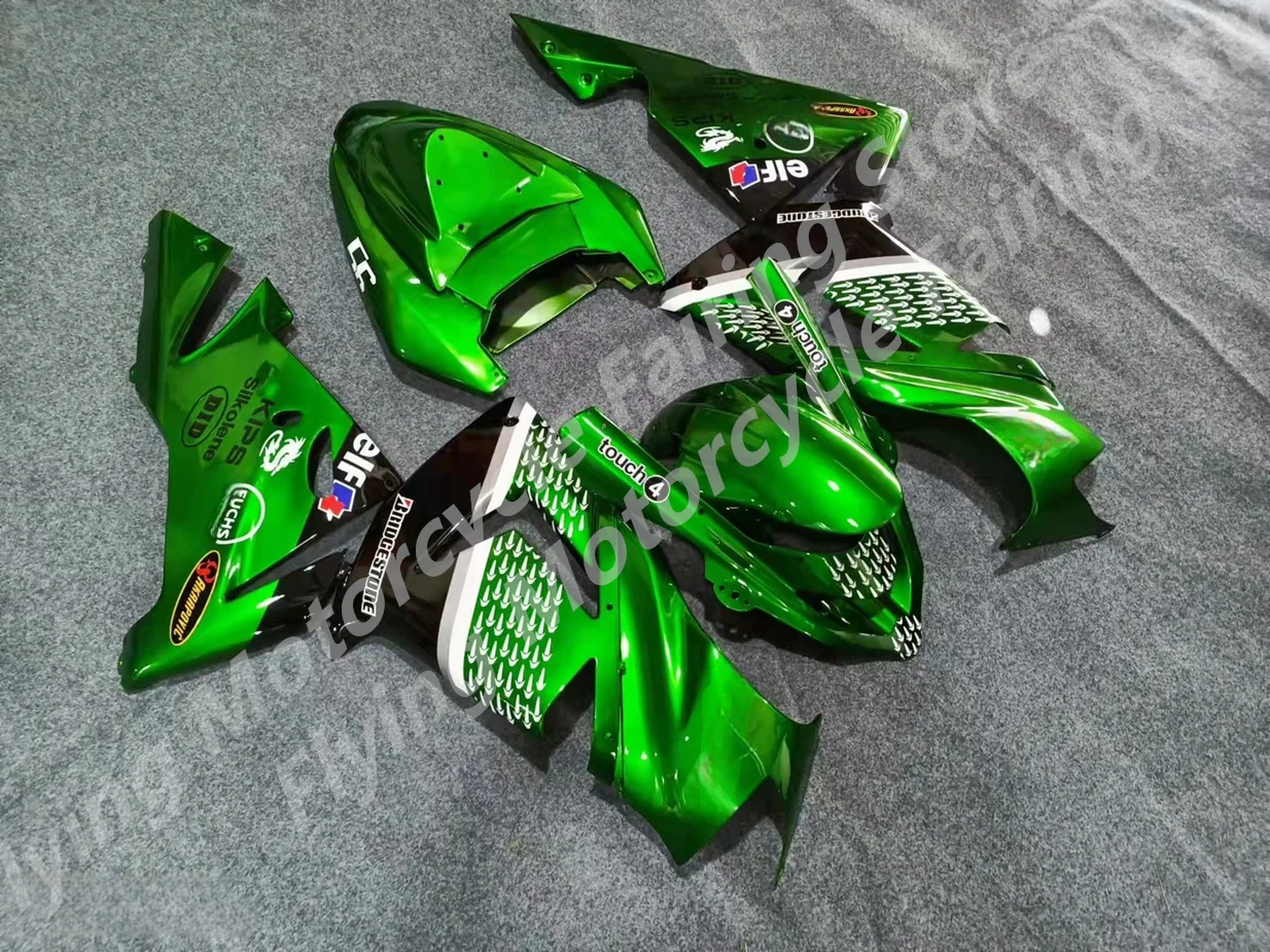 Injection  Fairing For KAWASAKI NINJA ZX10R 04-05 ZX 10R 04 05 ZX10 R 2004 2005 green black flames motorbike fairing kits