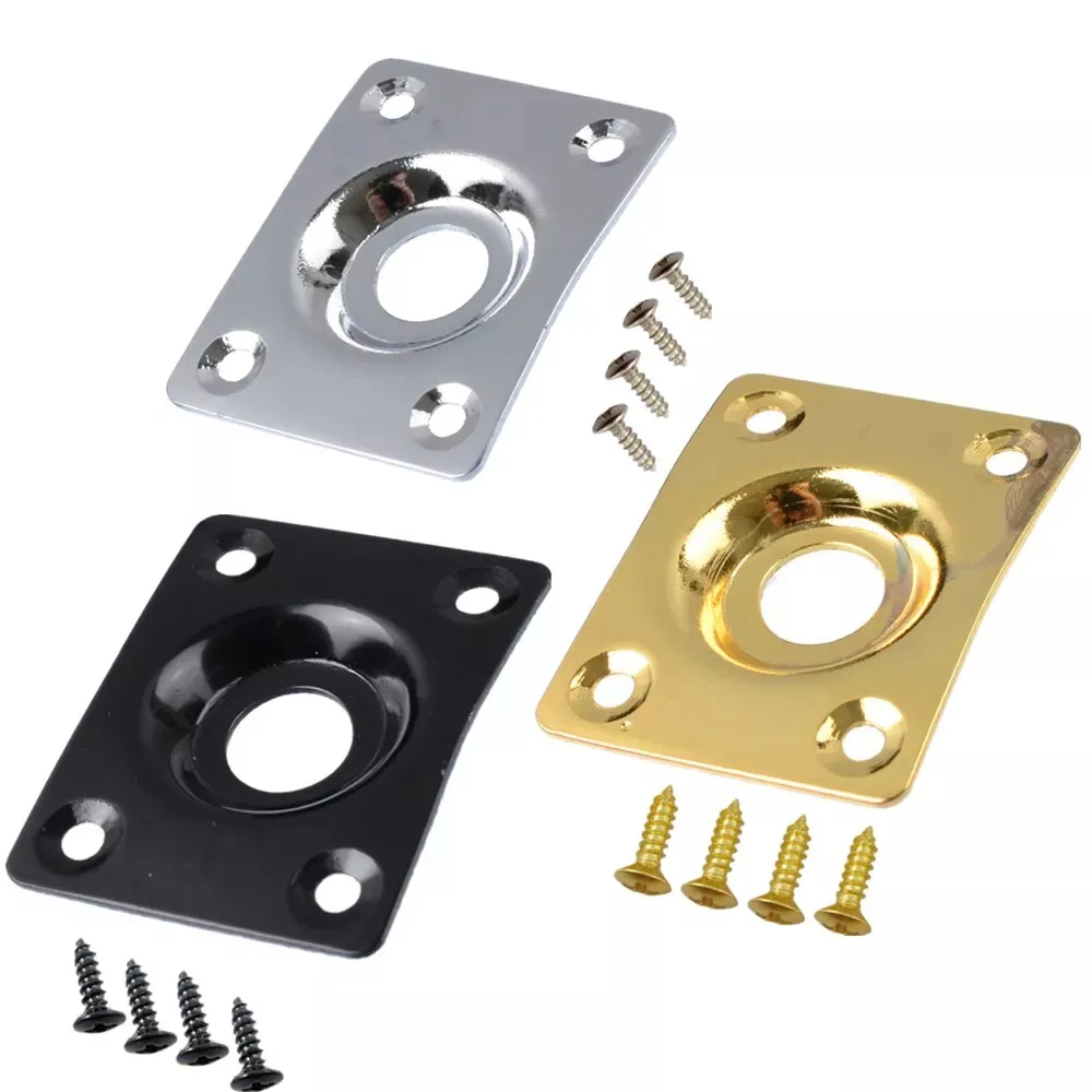 Anti-corrosion Rectangular Jack Plate For Les Paul Tele Style Electric Guitar Chrome Black Gold With Screws Jack Cover