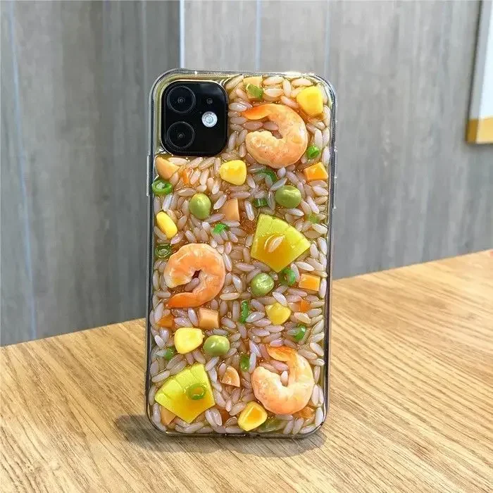 Funny simulation iPhone 11 stereo pineapple Fried Rice 15plus/xs iPhone 13/12promax/xr phone case mate60