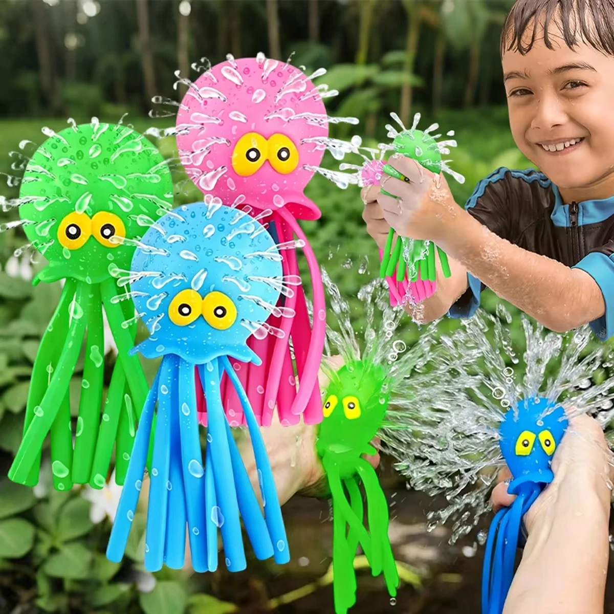 1/2/3/4 Piezas de Pulpo de Agua para Apretar, Juguete Antiestrés, Decoración para Baño y Ducha, Regalos de Verano para Niños