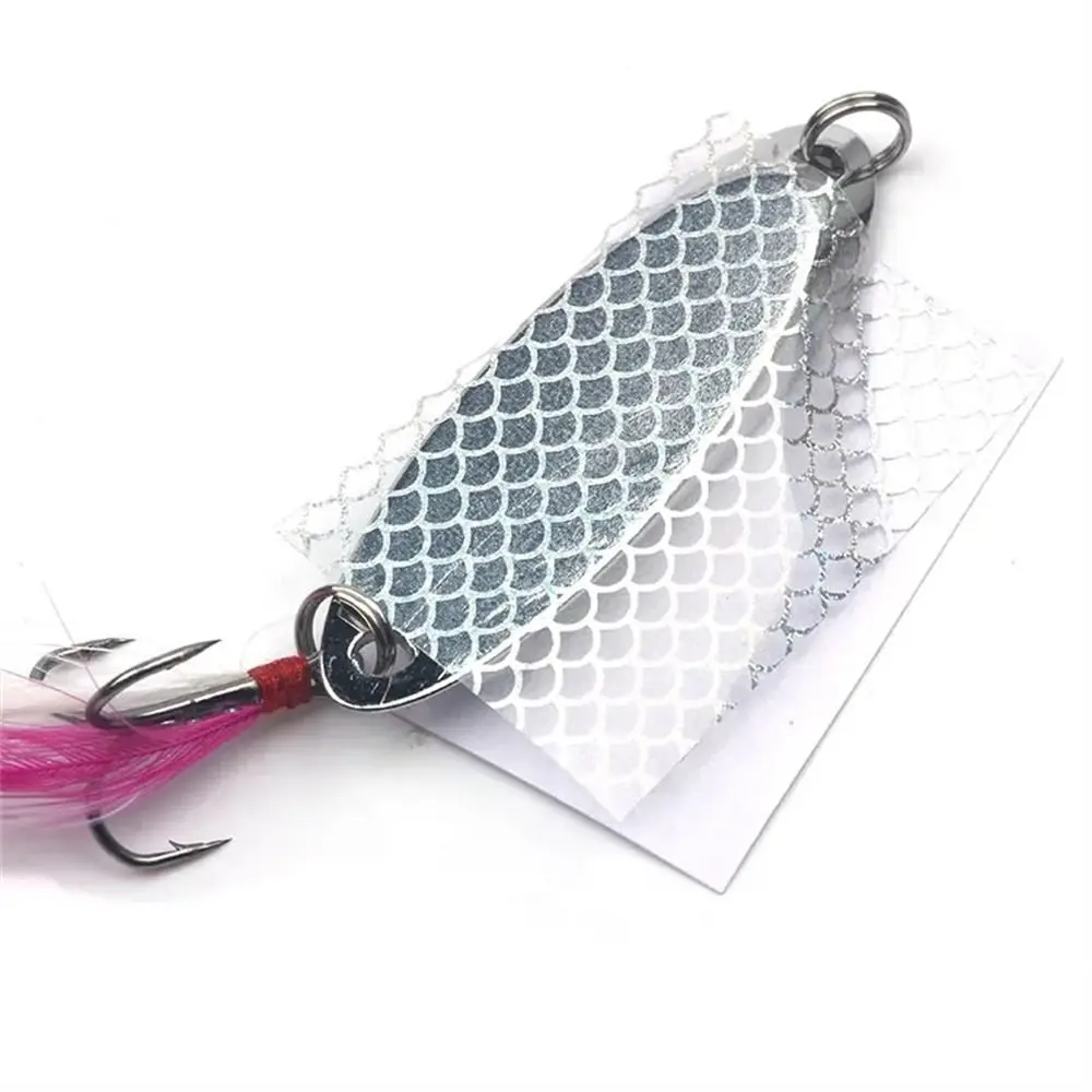 Silver Laser Fishing Lure Stickers Waterproof DIY Material Fish Skin Stickers 20X10cm Reflective Fishing Lure Film Fishing Bait