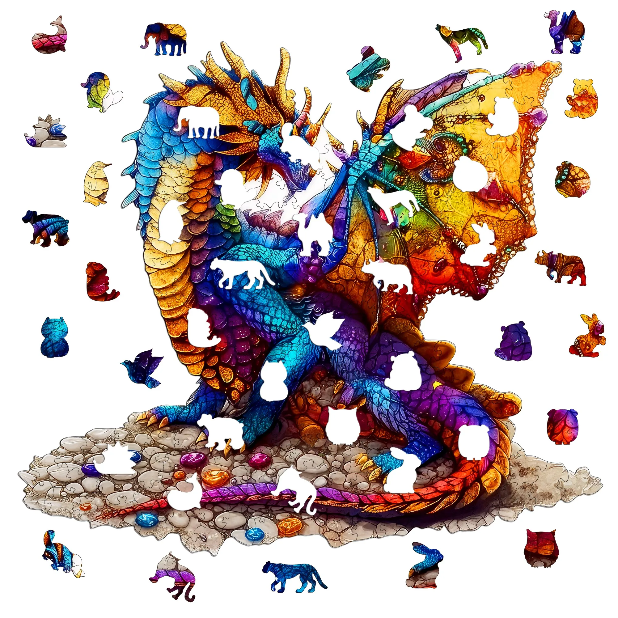 Gemstone Dragon and Animals Th - Woodworking Jigsaw recension och pris