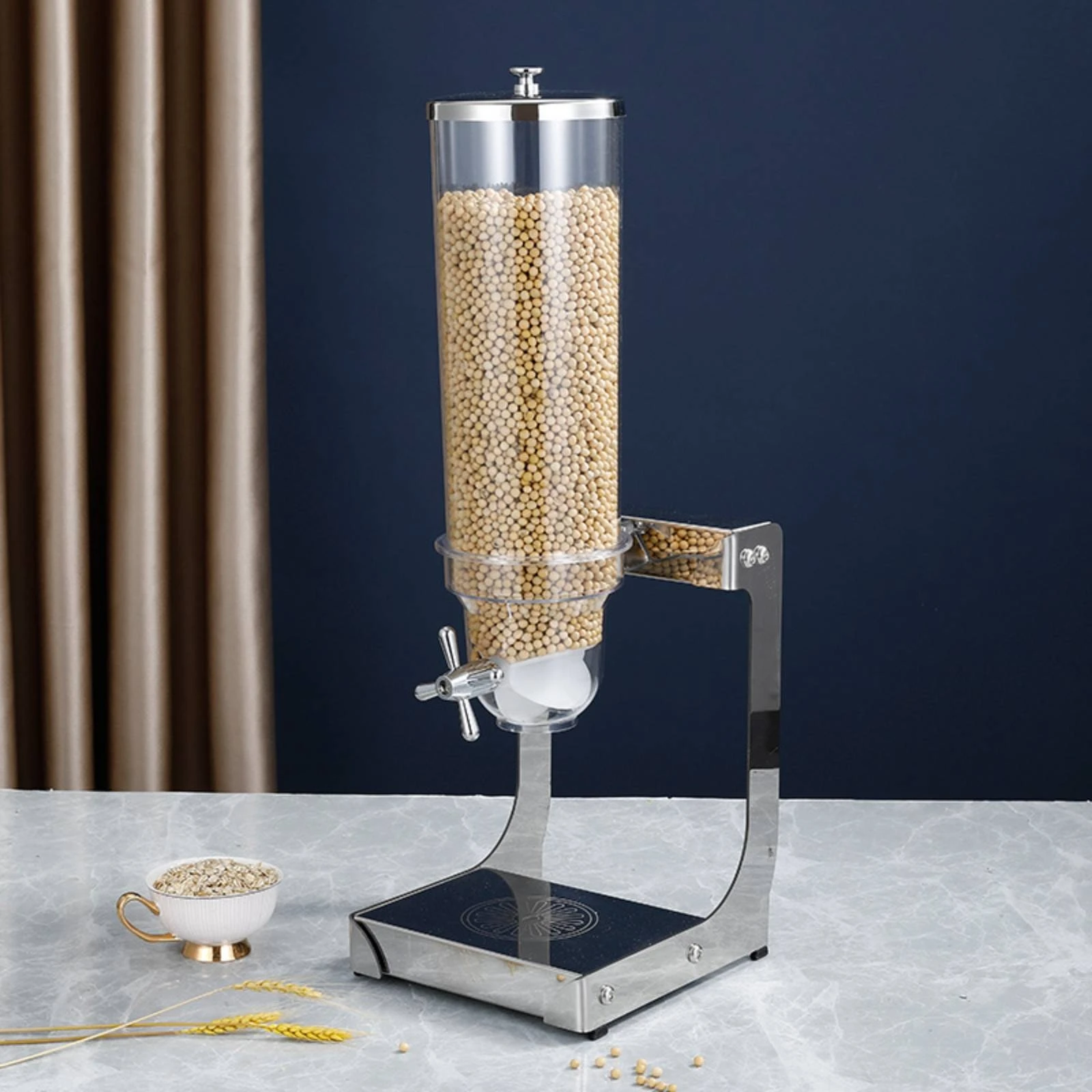 

Countertop Grain Dispenser Clear Hoppers Dry Food Dispenser Kitchen Storage Cross-Style Handle Long-Lasting