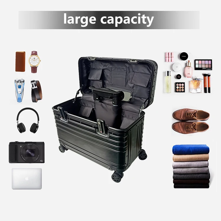 Travel Bags Business Carry On Aluminium Pilot Case Luggage Suitcases Trolley Pilot Case