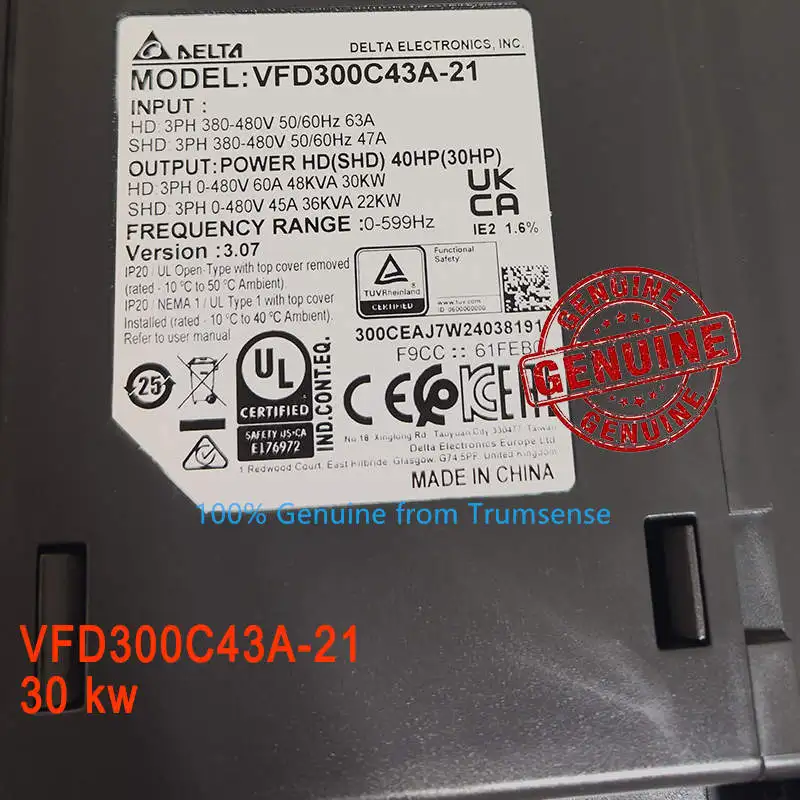 Imagem -05 - Inversor de Frequência Delta Genuíno Série Vfd-c2000 Mais Vfd300c43a21 30kw Entrada de 460v ac Fases