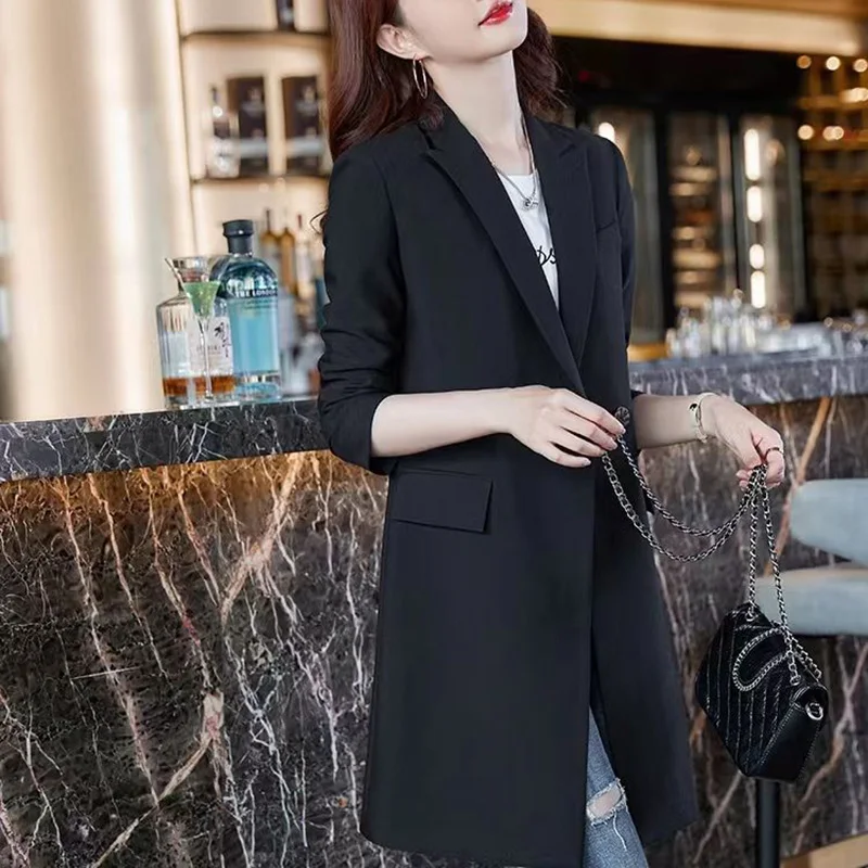 Elegant Lapel Spliced Pockets Solid Color All-match Blazer Women Clothing 2023 Autumn New Casual Tops Loose Office Lady Blazers