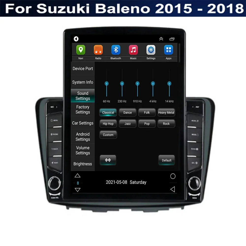 9.7 "شاشة تسلا على الطراز العمودي Android14 راديو السيارة لسوزوكي بالينو 2015 2018 + نظام تحديد المواقع والملاحة مشغل فيديو الوسائط المتعددة Carplay