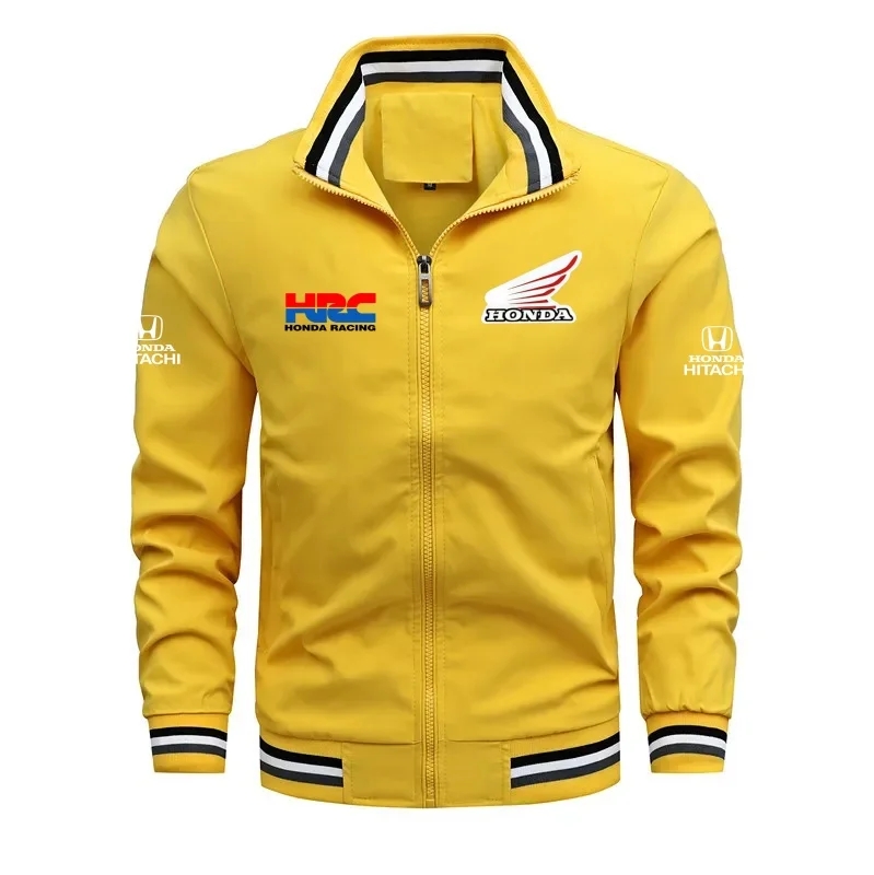 HRC Honda Racing Motorcycle Jacket Men Stand Collar Zip Up