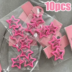 Y2k Pink Pentagram Star Pendant Hair Clip Women Sweet Cool Cute 90s Aesthetics Bobby Pin Harajuku Vintage Trend Hair Accessories