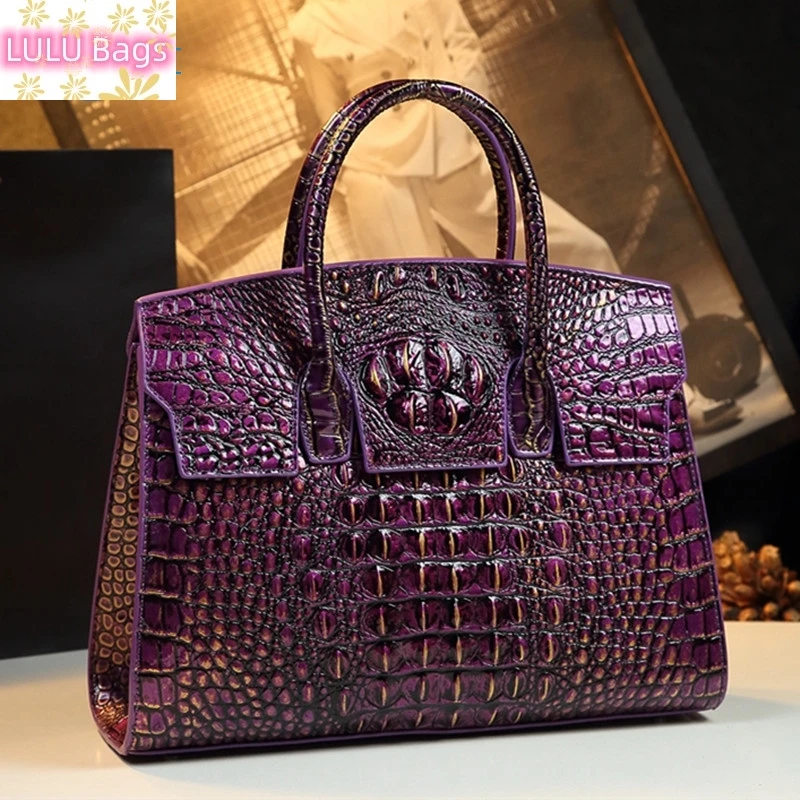 

Crocodile Pattern Leather Women Handbags Luxury Fashion Brand Portable Tote Bag Commuter Shoulder Messenger Bags 2024 New Large
