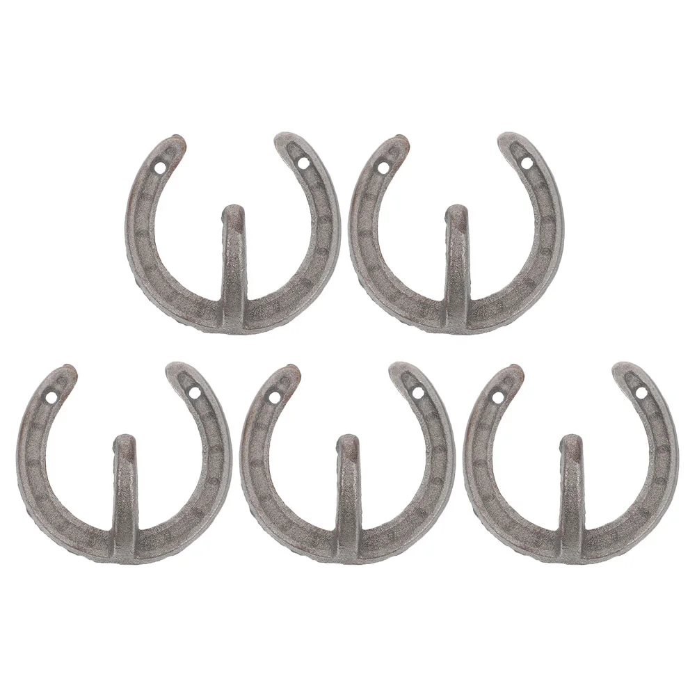 

5 Pcs Hook up Wall Storage Mounted Horseshoe Shaped Space-saving Hanging Iron Hanger Load-bearing