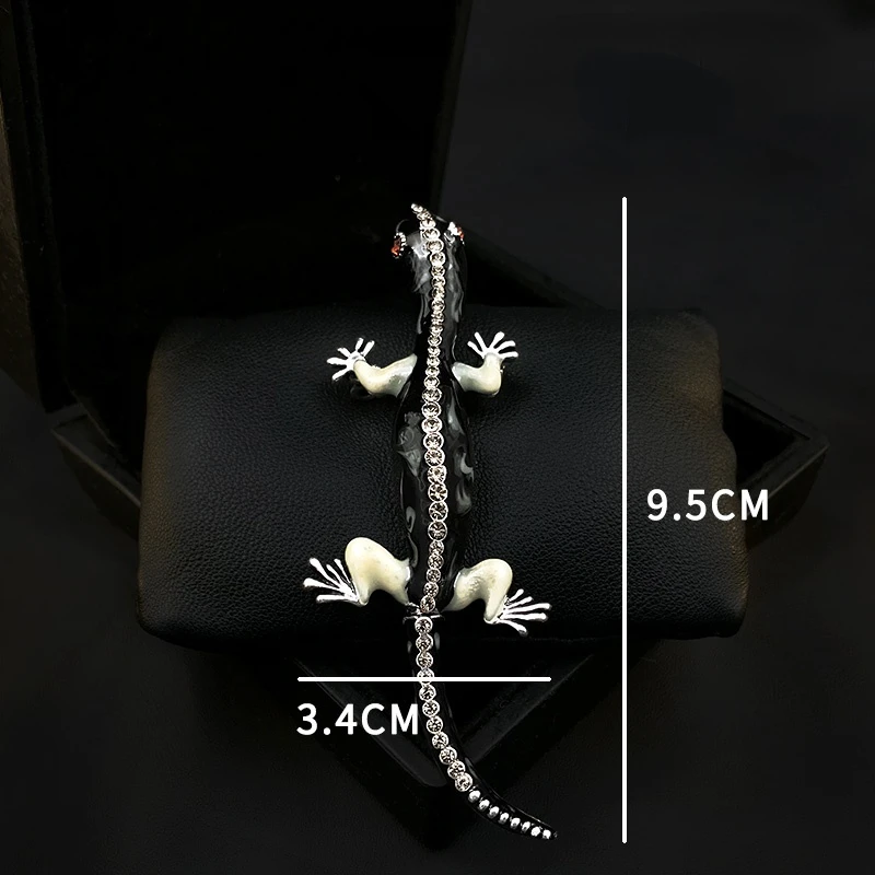 Vivid Exquisite Gecko Brooch for Men Upscale Retro Small Animal Corsage Suit Coat Pin Accessories Rhinestone Jewelry Pins Gifts