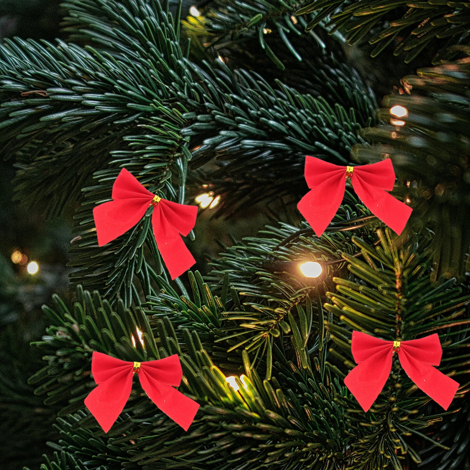 

Kisangel 12Pcs Christmas Bow Decoration Set Ribbon Bows for Tree Craft Ornament Holiday Decor Mini Bowknot Flash Man