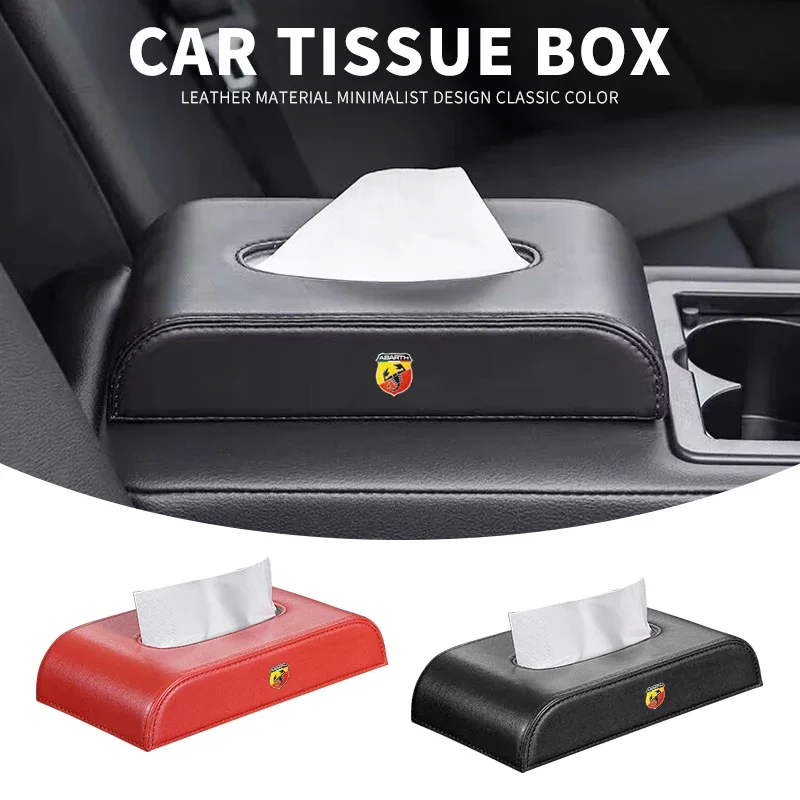 Caja de reposabrazos para coche, tablero tipo bloque, caja de pañuelos, soporte de caja de papel de cuero para coche Abbas Abarth Punto 124/125/500 Stilo Ducato