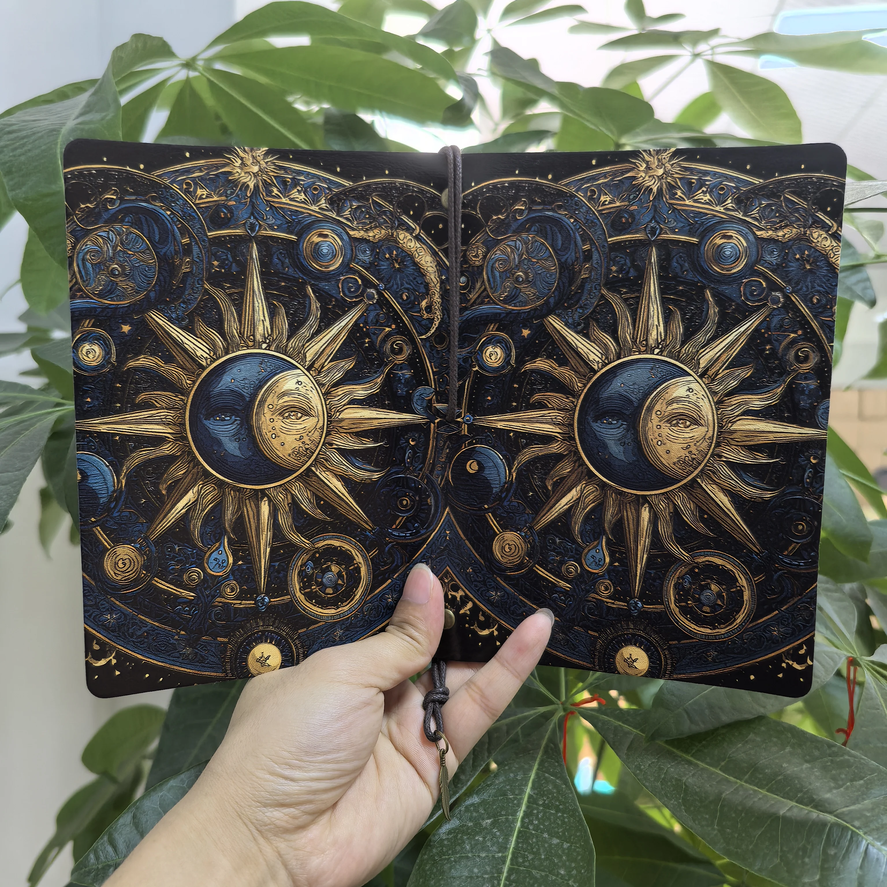 Sun Moon Tarot Vintage Journal, A6 Retro-Notizbuch mit Schnurverschluss, Dark Academia Celestial Schreibwaren-Geschenk, Geschenk für Hexenliebhaber – Detail 3