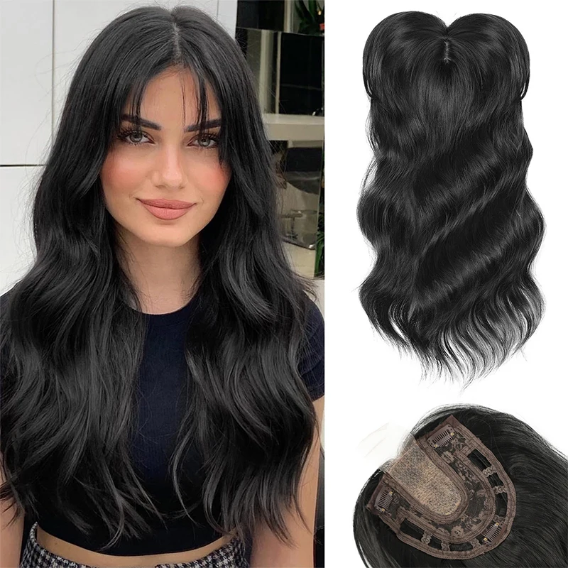 Top up replacement block with water wave curled front lace fringe wig fashionable and natural party carnival Christmas gift