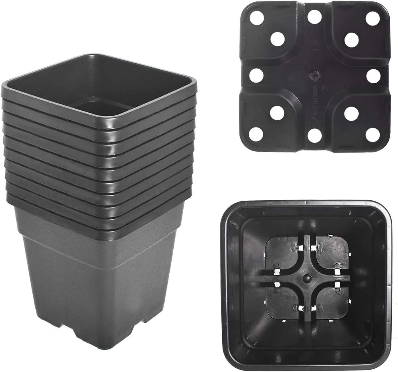 

Набор из 5 квадратных горшков для рассады объемом 10 галлонов, черные контейнеры для выращивания растений (10 галлонов)