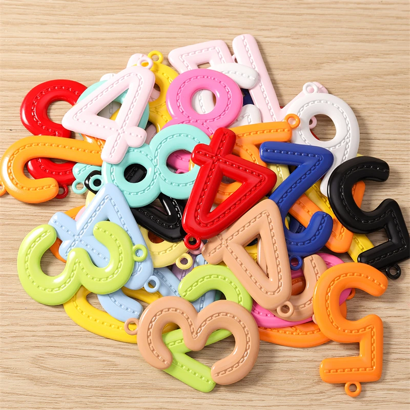 5 Stück niedliche, bunte Metallanhänger mit den Zahlen 0-9 zum Basteln von Schmuck, Halsketten, Ohrringen, Schlüsselanhängern und für DIY-Bastelarbeiten. – Detail 4