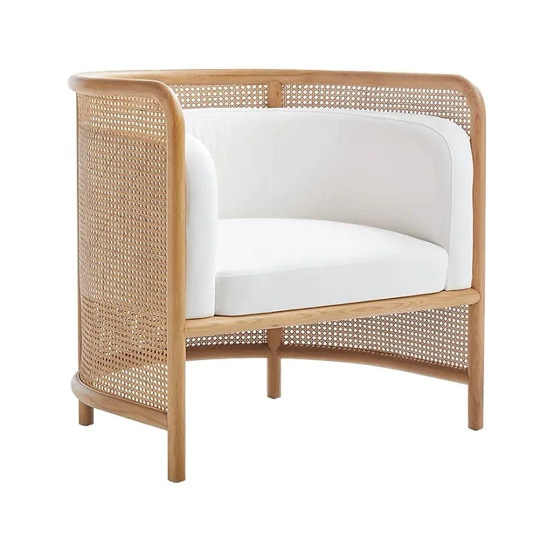 

Nordic rattan solid wood sofa rattan balcony leisure solid wood single home backrest double