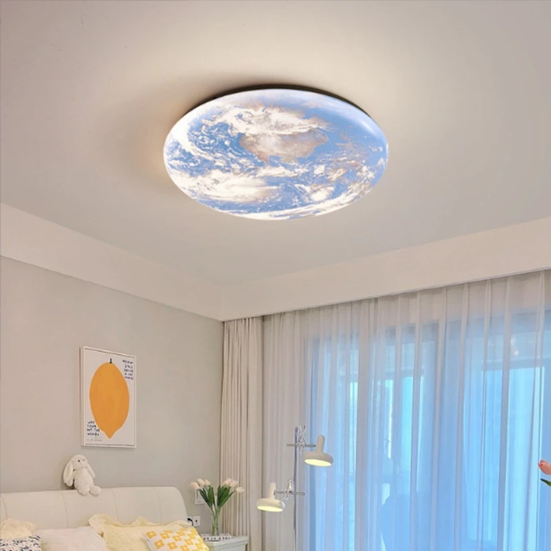 All Copper Intelligent LEDBedroom Ceiling Lamp Modern Moon Indoor Decorate Luminaires Originality Study Balcony Aisle Chandelier