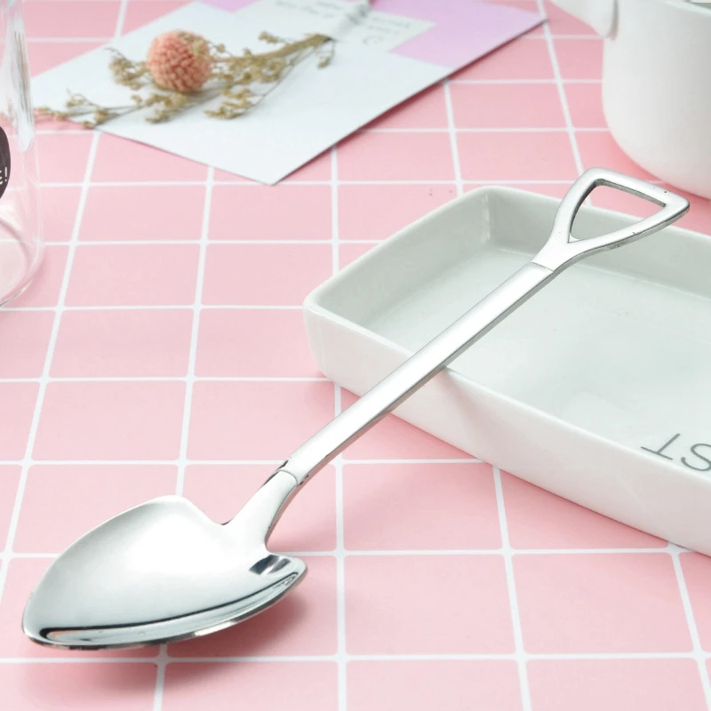 1Pcs 304 stainless steel tableware milk tea spoon fork