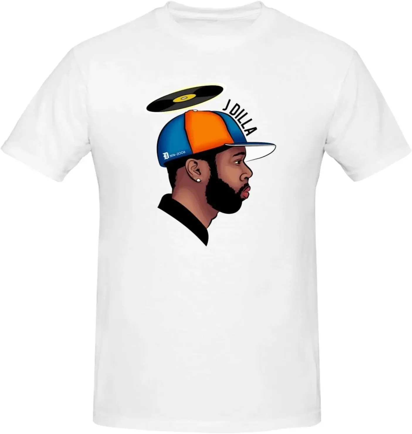 J Dilla Men's T-Shirts Graphic Cotton Short-Sleeve Crew Neck Athletic Casual Tee Shirts Black