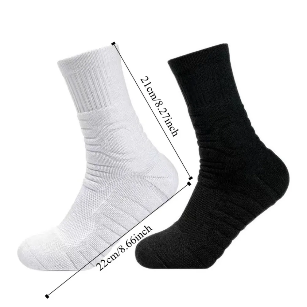 6 paires de chaussettes d'équipage de basket-ball blanches et noires, fond respirant de serviette, chaussettes athlétiques épaisses et antidérapantes, chaussettes de Compression pour randonnée