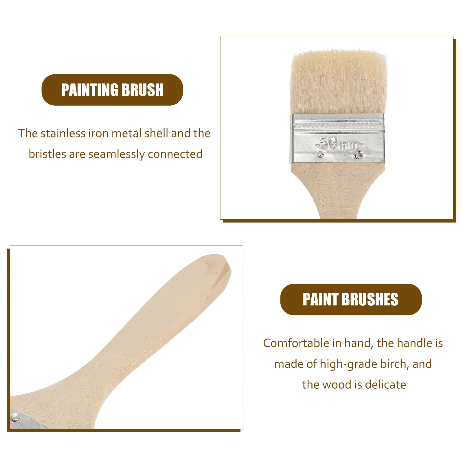 

10Pcs Chip Paint Brushes Bulk Thickened Grill Brush Smooth Handle for Woodworking Painting Projects and Barbecue Stenciling