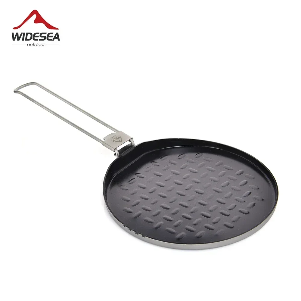 Widesea Titanium Nonstick Frying Pan Pot Bowl Camping Ultra-light Plate Tableware Cooking Utensils Bbq Picnic Cookware