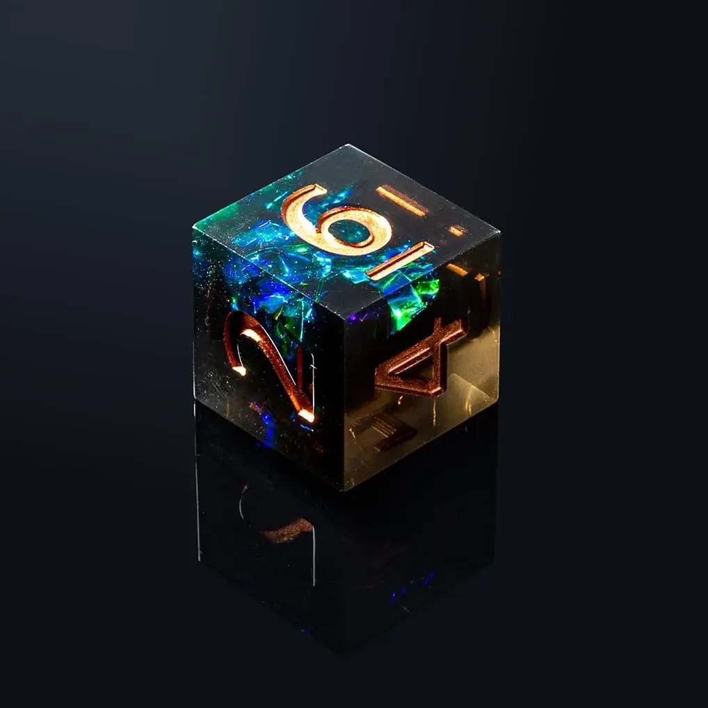 Handcrafted Precision Resin Dice Set (7-Piece) - Multi-Faceted Math Teaching Dice for RPG & Board Games: D20, D12, D100, D10, D6