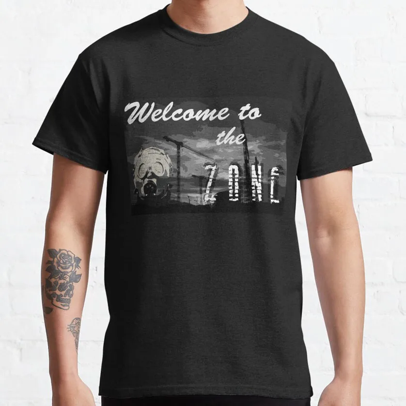 Vintage Exclusion Zone Nuclear STALKER  Welcome to the Zone Call of Pripyat pc game shadow of chernobyl printed t shirt for men