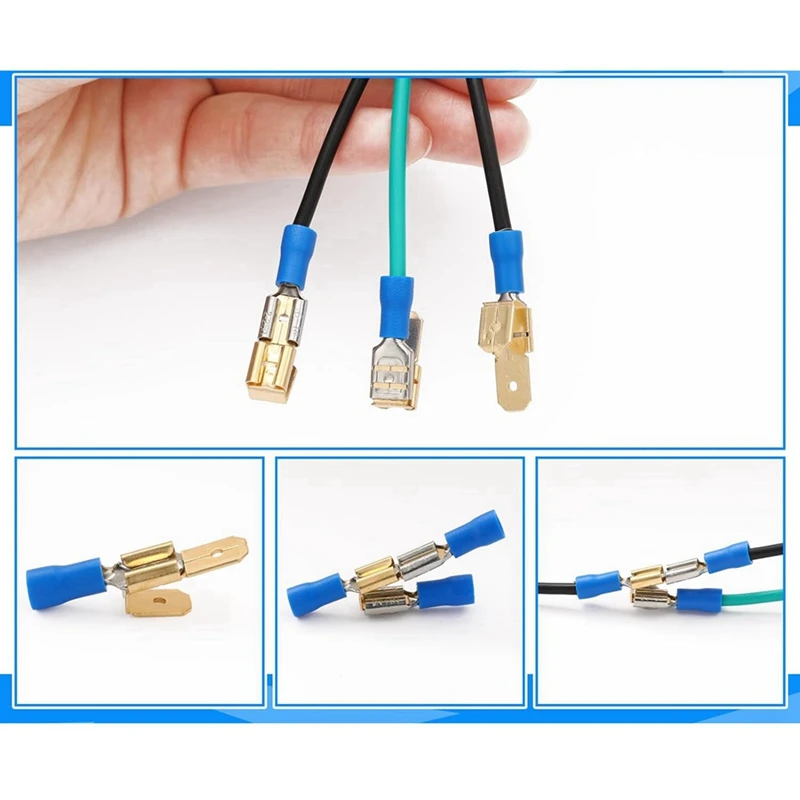 Hot Sale Piggyback Spade Connectors, 3 Way Adapter Dual Male To Single Female Brass Quick Disconnect Connectors